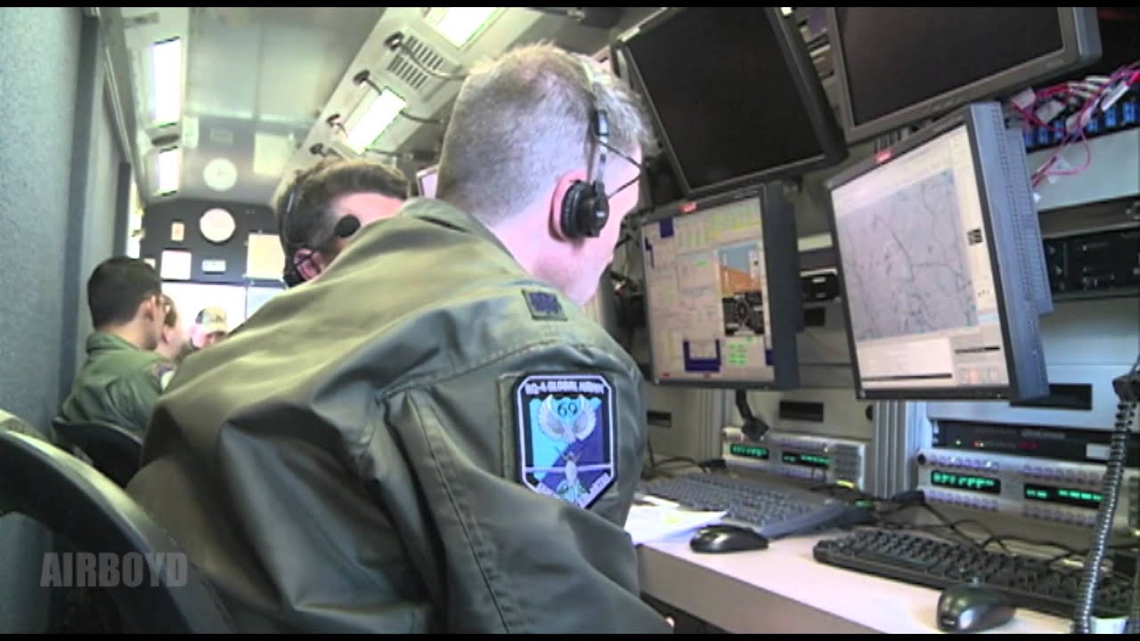 RQ-4B pilots flying inside a Mission Control Element (MCE)